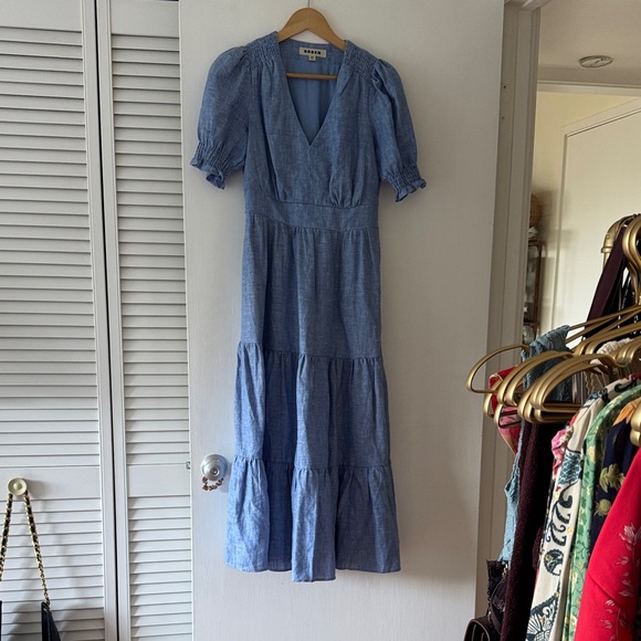 Boden Chambray Puff Sleeve Dress - Picture 2 of 3